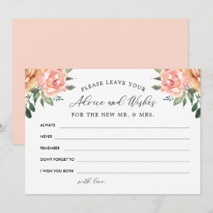 Blush en Gold Floral Advice en Wishes Bedankkaart