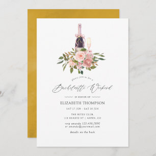 Blush en Gold Floral Bachelorette Weekend Kaart