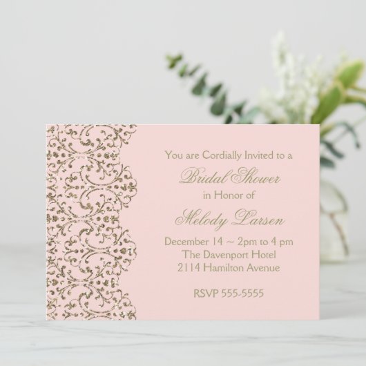 Blush en Gold Lace Kaart (Staand voorkant)