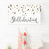 Blush en Gold Moderne Confetti Stippen Versterking Spandoek (Insitu)