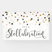 Blush en Gold Moderne Confetti Stippen Versterking Spandoek (Horizontaal)