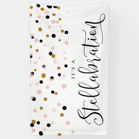 Blush en Gold Moderne Confetti Stippen Versterking Spandoek (Verticaal)