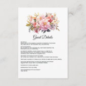 Blush en Goud Bloemen Bruiloft Gast Details Informatiekaartje (Voorkant)