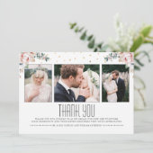 Blush en Goud | Bloemenbruiloft dank u foto Bedankkaart (Staand voorkant)