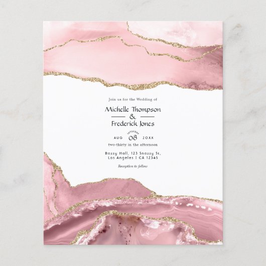Blush en Gouden Agaten Bruiloft Flyer (Voorkant)