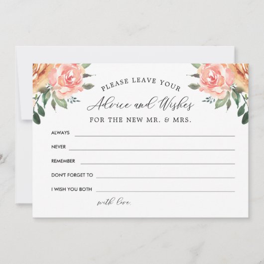 Blush en gouden bloemen advies en wensen bedankkaart (Voorkant)