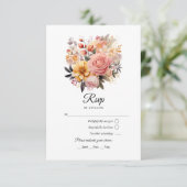 Blush en gouden bloemenbruiloft RSVP kaartje (Staand voorkant)