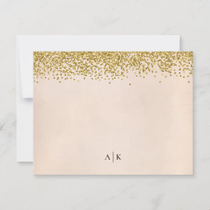 Blush en gouden Confetti Monogrammed Stationery Notitiekaartje