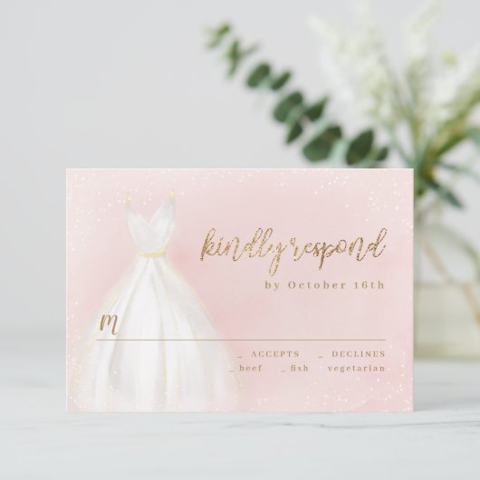 Blush En Gouden Glitter Elegante Sparkle Jurk RSVP (Staand voorkant)