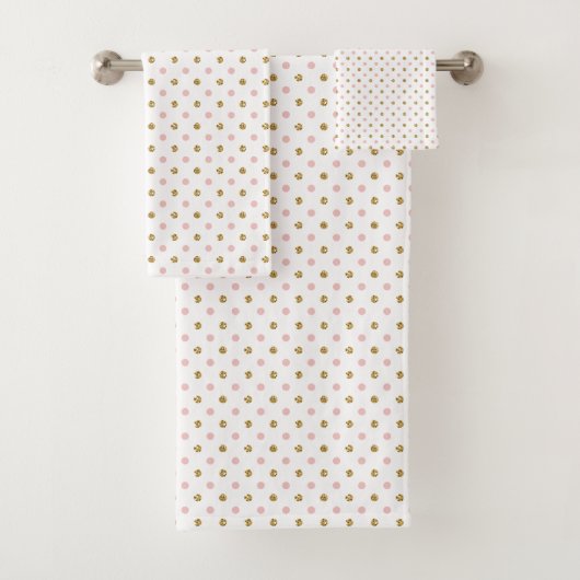 Blush en gouden glitter polka dot bad handdoek (Insitu)