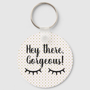 Blush en gouden glitter polka dot sleutelhanger