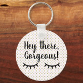 Blush en gouden glitter polka dot sleutelhanger (Voorkant)