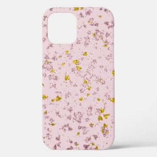 Blush- en goudglittervlokken iPhone 12 pro hoesje