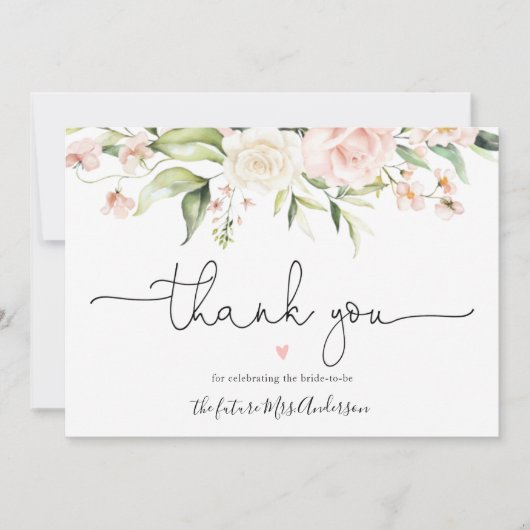 Blush en Greenery Vrijgezellenfeest Dank u (Voorkant)