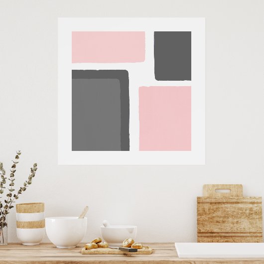Blush en grijs minimalistisch kleurenblok poster (Keuken)
