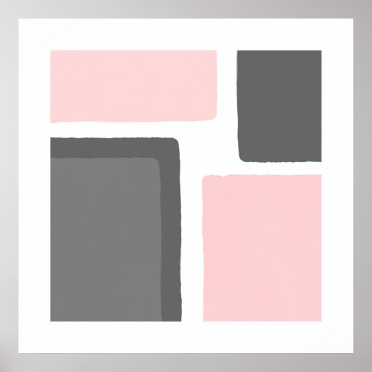 Blush en grijs minimalistisch kleurenblok poster (Voorkant)
