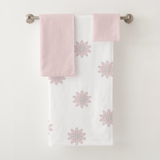Blush en grijze bloemen bad handdoek (Insitu)