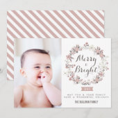 Blush en grijze kerstfeestdag fotokaart feestdagenkaart (Voorkant / Achterkant)