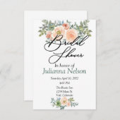 Blush en groene waterverf florale uitnodiging (Voorkant / Achterkant)