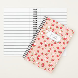 Blush en koraal sierlijke bloemenprint notitieboek