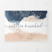 Blush en marine moderne bruiloft drievoudige uitno drieluik uitnodiging (Cover)