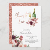 Blush en Marsala Cheers to Love Invitation Kaart (Voorkant / Achterkant)