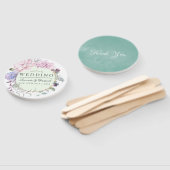 Blush en Mint Floral Geometric Wedding Favor Handwaaier (Niet-gemonteerd)
