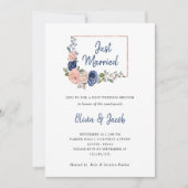 Blush en Navy Bloemige Geometrisch | Net Getrouwd Kaart (Voorkant)