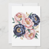 Blush en Navy Blue Peony Brunch en Bubbly Kaart (Achterkant)