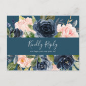 Blush en Navy Blue Song Request RSVP Briefkaart (Voorkant)