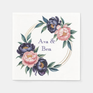 Blush en Navy Blue Wedding Servet
