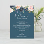 Blush en Navy Blue Welcome Letter & Itinerary (Staand voorkant)