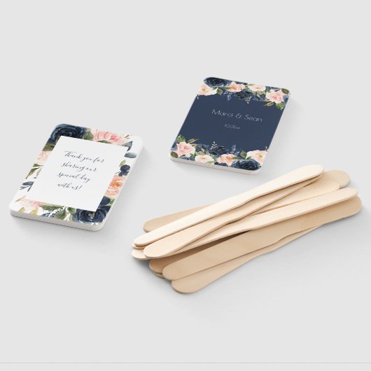 Blush en Navy Bruiloft Hand Fans Handwaaier (Niet-gemonteerd)
