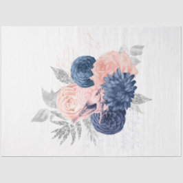 Blush en Navy Floral Ephemera Series Design 17 Tissuepapier