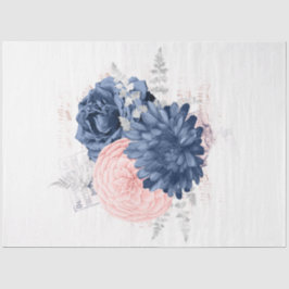 Blush en Navy Floral Ephemera Series Design 20 Tissuepapier
