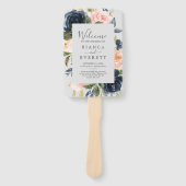 Blush en Navy Flowers | Gray Wedding Programme Fan Handwaaier (Voorkant)