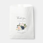Blush en Navy Flowers | Wit dank je bruiloft Bedankzakje (Voorkant)