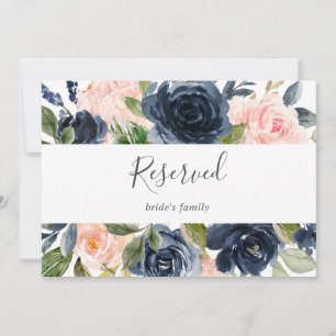 Blush en Navy Flowers   Wit gereserveerd teken