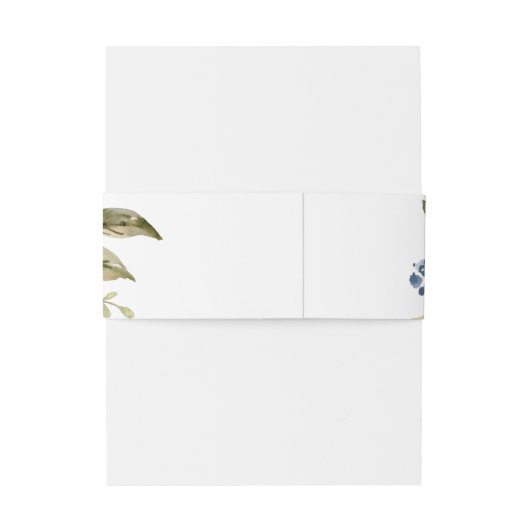 Blush en Navy Flowers | Wit huwelijk Uitnodigingen Wikkel (Achterkant Voorbeeld)