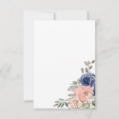 Blush en Navy Hand Painted Floral Bedankkaart (Achterkant)