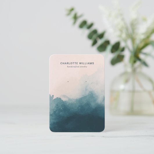 Blush en Navy Ombre Sieraden Display Kaart Visitekaartje (Staand voorkant)