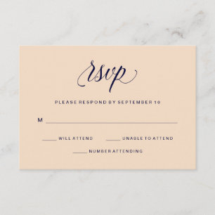 Blush en Navy Typografie RSVP Kaartje