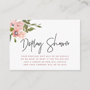 Blush en Roos Gold Baby shower Display Shower Informatiekaartje