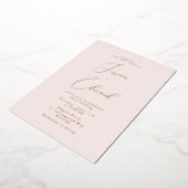 Blush en Roos Gold Foil Wedding Invitation Folie Uitnodiging (Gedraaid)