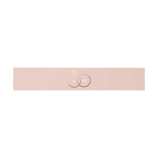 Blush en Roos gouden trouwring Monogram Uitnodigingen Wikkel (Vlak)