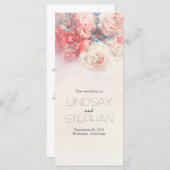 Blush en Roze Rozen Waterverf Trouwprogramma Programma (Voorkant / Achterkant)