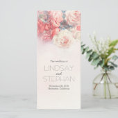 Blush en Roze Rozen Waterverf Trouwprogramma Programma (Staand voorkant)