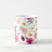 Blush en roze Waterverf pioenen Patroon Mok (Center)