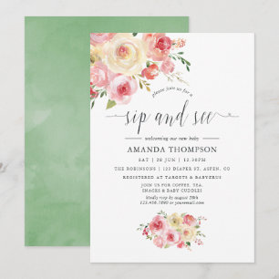 Blush en Sage Green Floral Sip en See Kaart