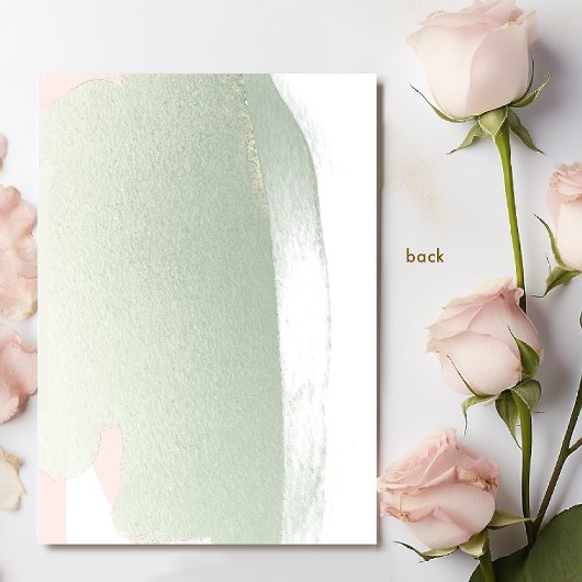 Blush- en Sage-penseelstreken, minimale bruiloft Save The Date